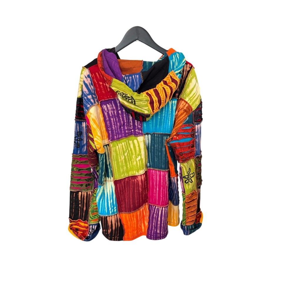 Boho Hippie zip up Dragonfly, patchwork hoodie women's